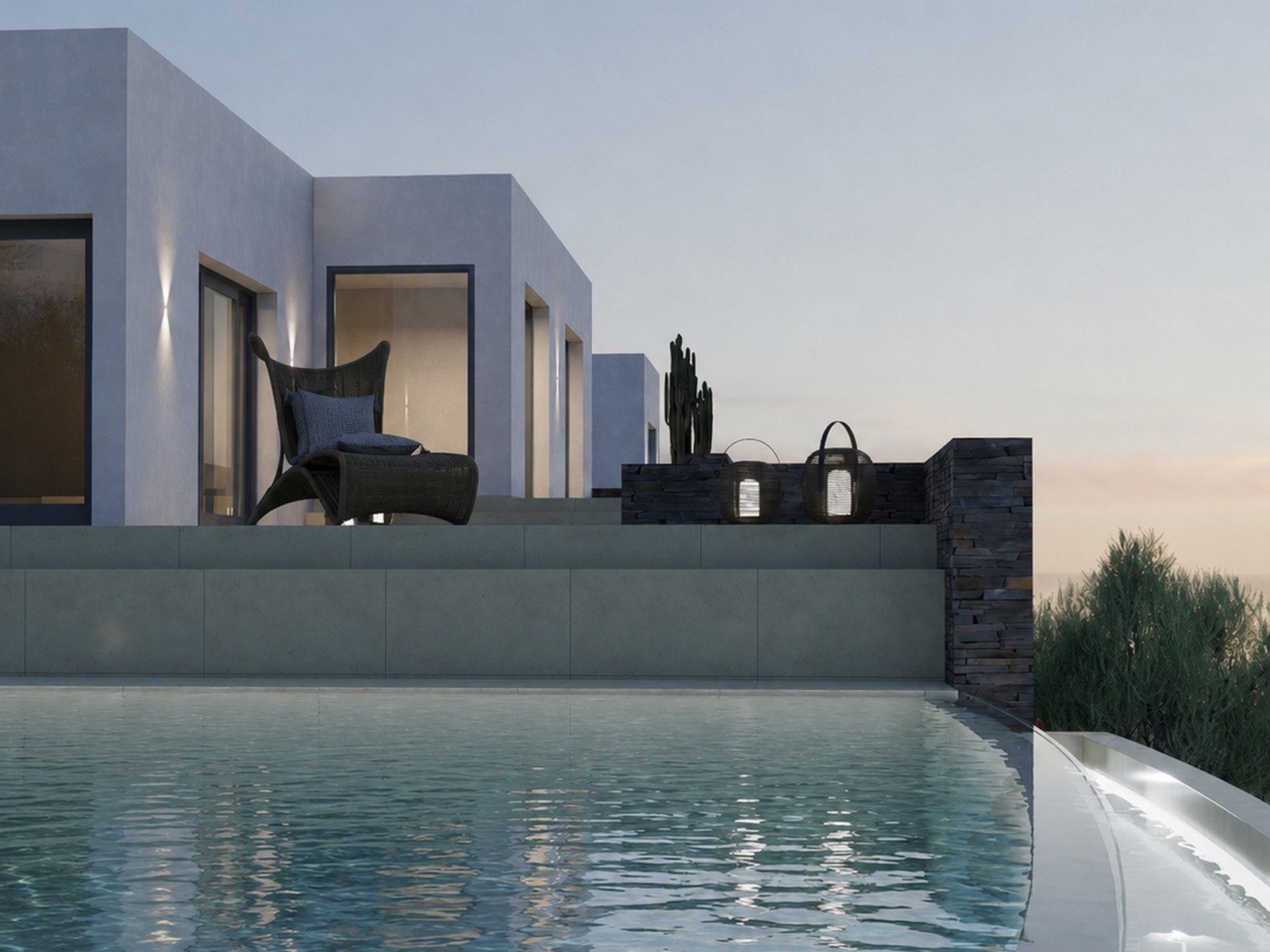 Azure pool at dusk